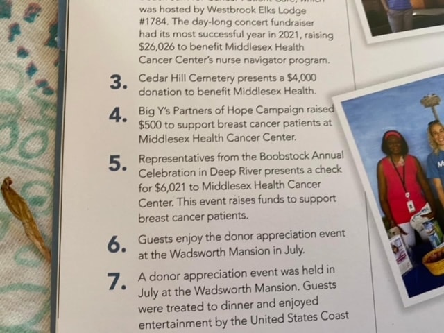 Middlesex Health newsletter featuring Boobstock — 2021