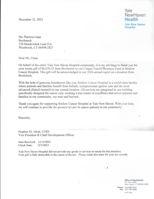 Thank you letter from Smilow Cancer Center — 2023